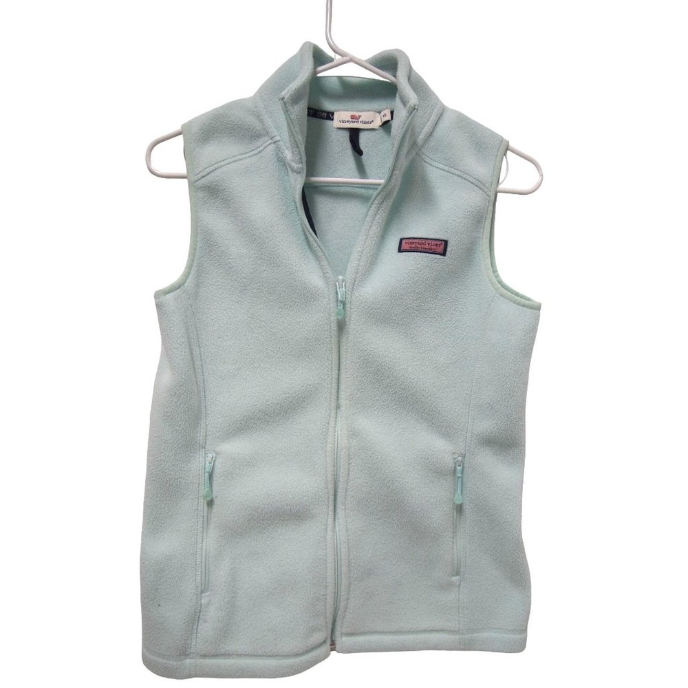 Vineyard Vines Womens Fleece Full Zipper Vest XS Mint Green